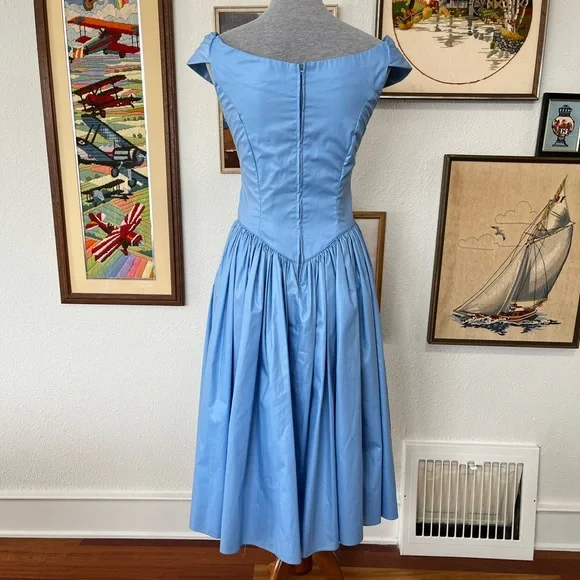 Priscilla of Boston RARE blue cotton sun dress vintage - Picture 3 of 5
